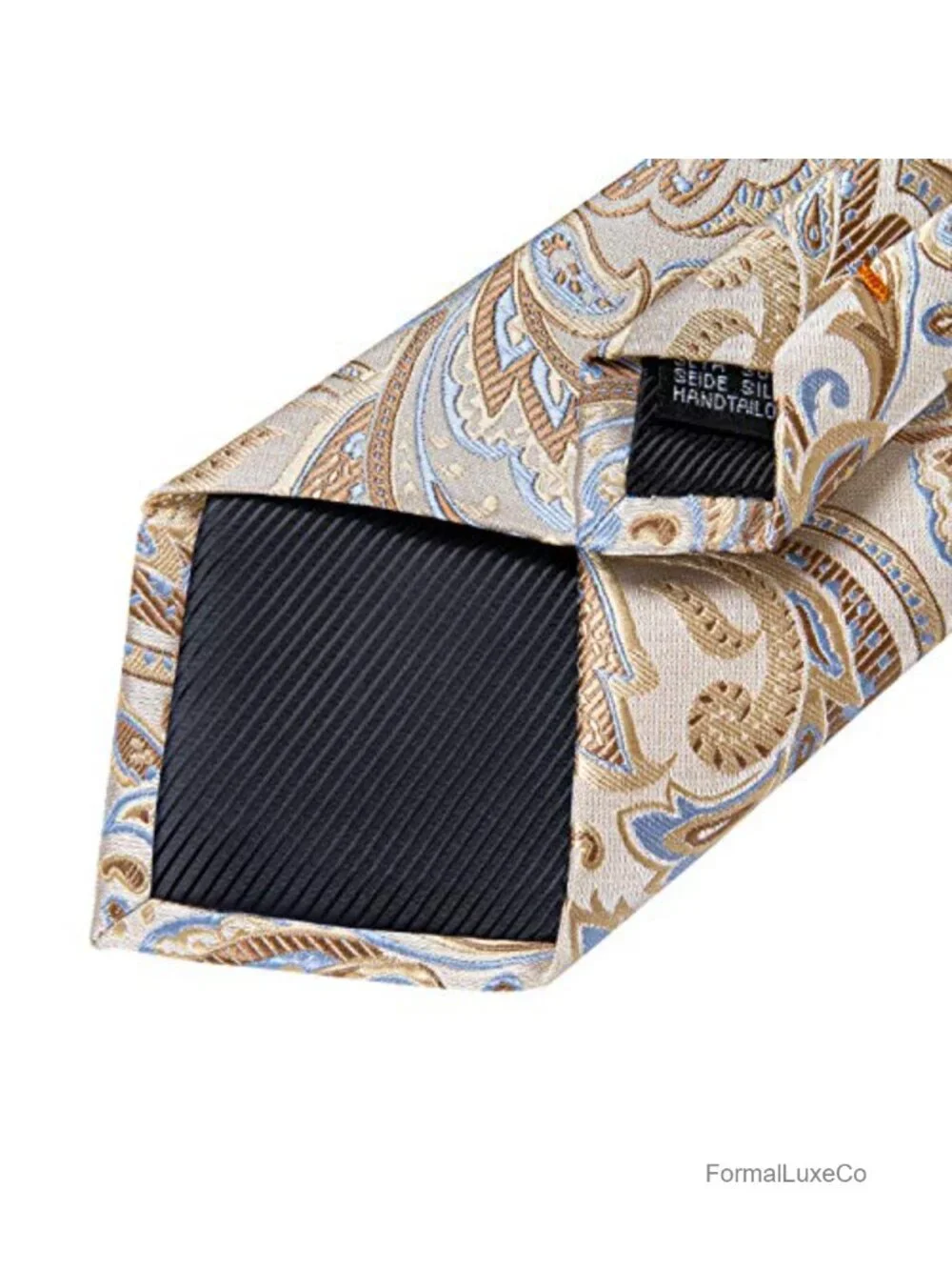 Silk Mens Tie Set with Pocket Square and Cufflinks Gift Box Formal